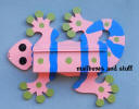 pink, apple green and blue gecko wall mount