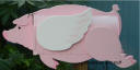 pink flying pig mailbox with white wings
