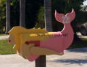 blonde Mermaid mailbox with pink suit