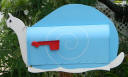Blue and white Snail Mailbox