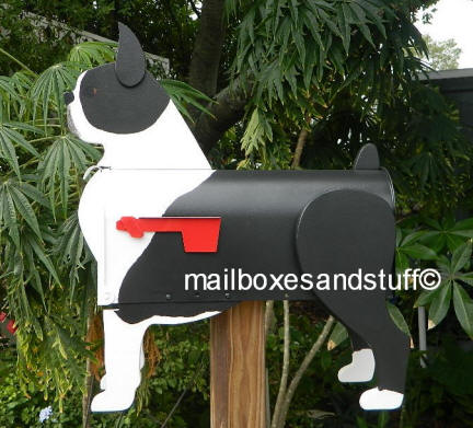 custom painted Boston Terrier mailbox