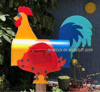colorful rooster mailbox