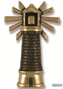 Lighthouse Door knocker in polished brass and bronze