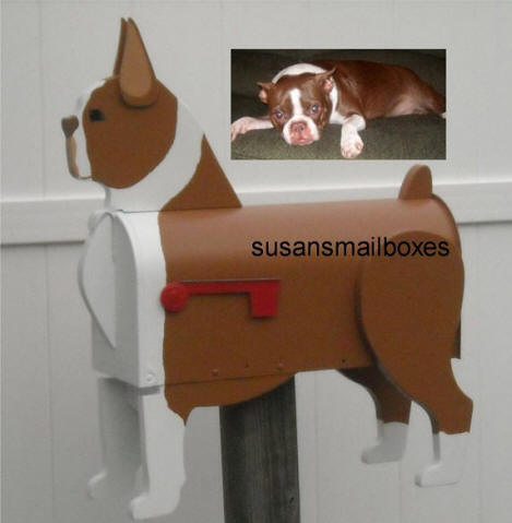 custom painted Boston Terrier mailbox like  "Prissy"