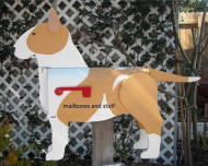 custom painted Bull Terrier mailbox, dog mailbox