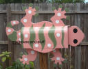 beautiful gecko mailbox , peach, olive green and white