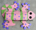 pink , green and purple gecko mailbox (wall mount) 